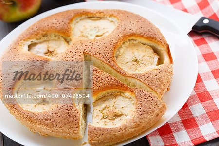 Freshly baked apple pie on a plate