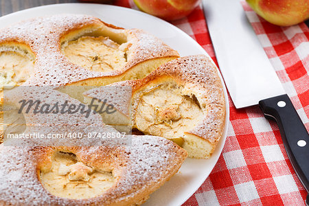 Freshly baked apple pie on a plate