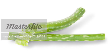 Chopped Stalks Of Aloe Isolated On White Background