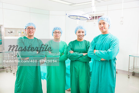 professional surgeon teams standing in a surgical room