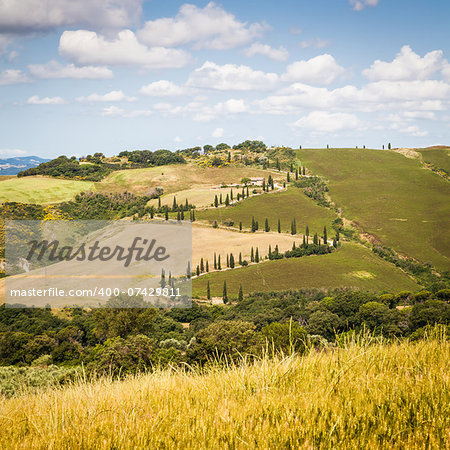 Tuscany, Italy. Famous La Foce street, landmark of Tuscan country.