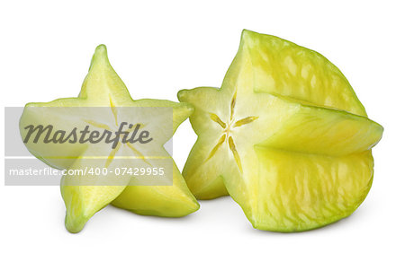 Carambola or starfruit isolated on white background with clipping path