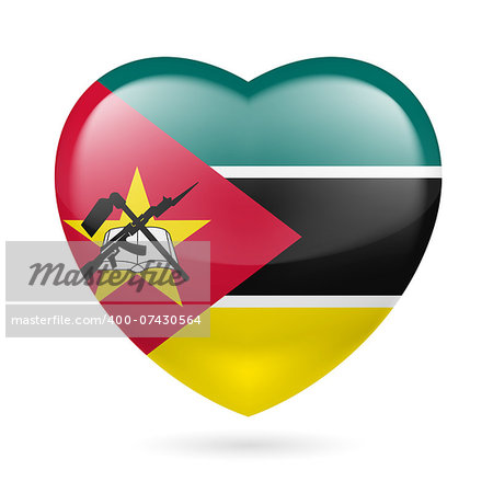 Heart with Mozambican flag colors. I love Mozambique