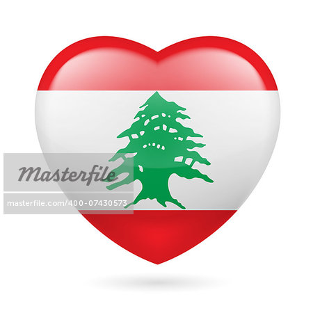 Heart with Lebanese flag colors. I love Lebanon