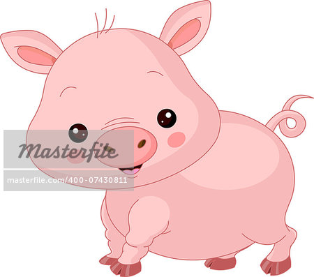 Farm animals. Illustration of cute Pig