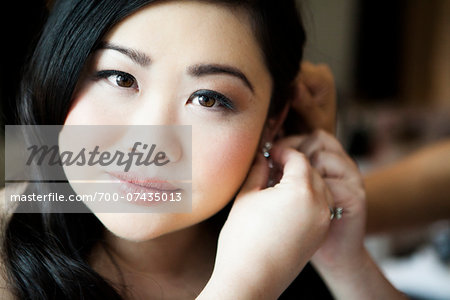 Portrait of Bride getting ready for Wedding, Toronto, Ontario, Canada