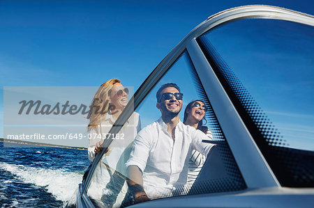 Young adults on boat, Gavle, Sweden