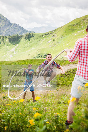 Young man skipping with rope, Tyrol, Austria