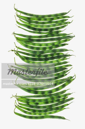 Organic green string beans on white background Organic green string beans on white background