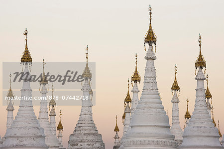 White stupas at Kuthodaw Pagoda, Mandalay, Myanmar