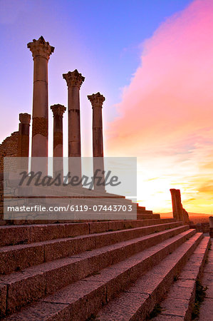 Excavated Roman City, Volubilis, UNESCO World Heritage Site, Morocco, North Africa, Africa