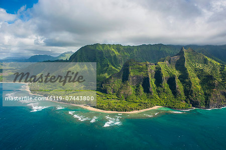 Aerial of the Napali coast, Kauai, Hawaii, United States of America, Pacific Aerial of the Napali coast, Kauai, Hawaii, United States of America, Pacific