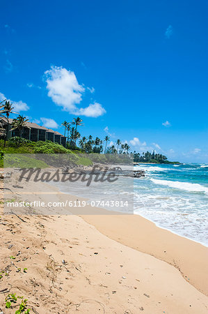 Sandy beach on Kapaa Beach Park on the island of Kauai, Hawaii, United States of America, Pacific