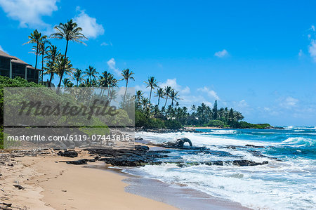 Sandy beach on Kapaa Beach Park on the island of Kauai, Hawaii, United States of America, Pacific