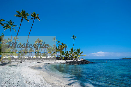 White sand beach. Puuhonua o Honaunau National Historical Park, Big Island, Hawaii, United States of America, Pacific White sand beach. Puuhonua o Honaunau National Historical Park, Big Island, Hawaii, United States of America, Pacific
