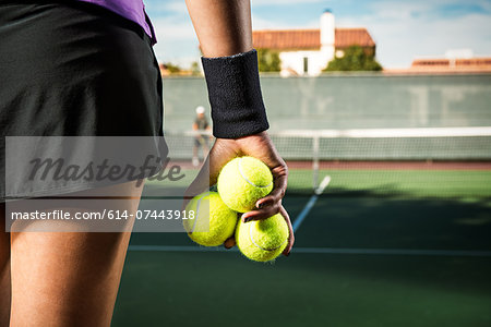 Female player tennis court, close up