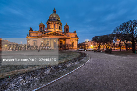 Saint Isaac's Cathedral in the Evening, Saint Petersburg, Russia