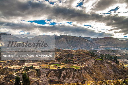 Colca Canyon view from hiking path in Chivay, near Arequipa, Peru