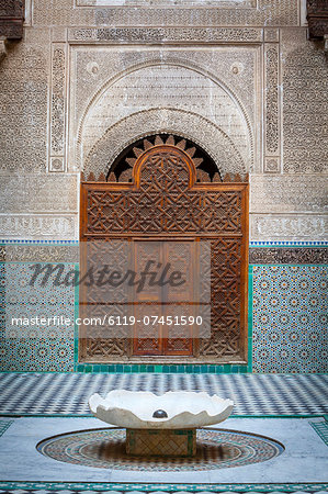 The ornate interior of Madersa Bou Inania, Fes el Bali, UNESCO World Heritage Site, Fez, Morocco, North Africa, Africa