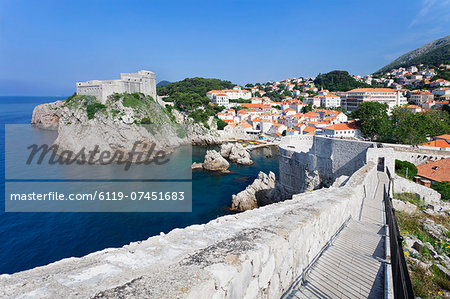 City wall and Fortress Bokar, Old Town, UNESCO World Heritage Site, Dubrovnik, Dalmatia, Croatia, Europe