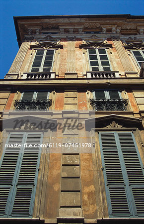 Building Exterior Showing Window Shutters, Genoa, Italy