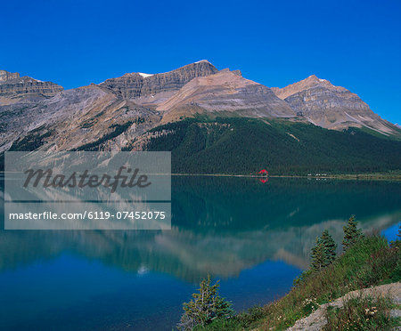 Reflection of the Rockies in Lake Bow, Banff National Park, Alberta, Canada