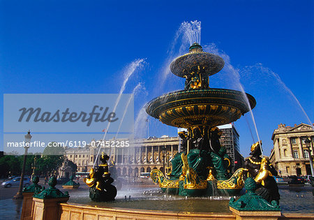 Elevation of the Maritime Fountain and Hotel de Crillon, Place de la Concorde, Paris, France