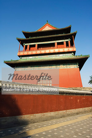 The Drum Tower, a later Ming dynasty version originally built in 1273 marking the centre of the old Mongol capital, Beijing, China, Asia