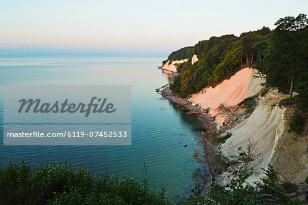 Sunrise at the chalk cliffs, Jasmund National Park, Ruegen Island, Mecklenburg-Vorpommern, Germany, Europe