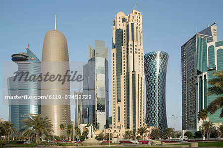Futuristic skyscrapers downtown in Doha, Qatar, Middle East Futuristic skyscrapers downtown in Doha, Qatar, Middle East