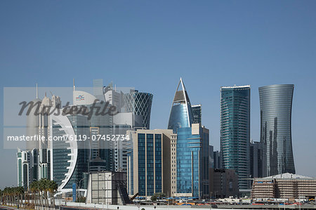 Futuristic skyscrapers downtown in Doha, Qatar, Middle East Futuristic skyscrapers downtown in Doha, Qatar, Middle East