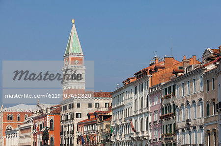 The Campanile and the facade of buildings, Venice, UNESCO World Heritage Site, Veneto, Italy, Europe