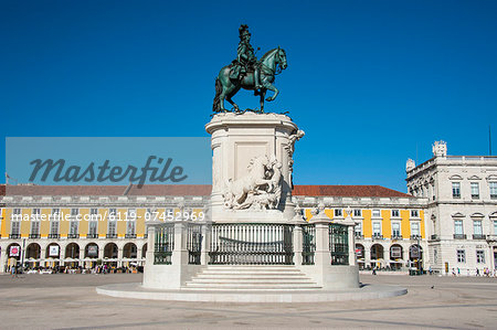 Statue of King Jose I on Praca do Comercio, Lisbon, Portugal, Europe
