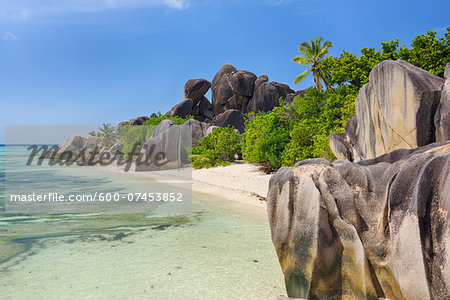 Rock Formations and Palm Trees, Anse Source d´Argent, La Digue, Seychelles