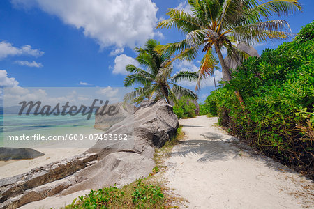 Footpath through Rocks and Palm Trees, Anse Source d´Argent, La Digue, Seychelles