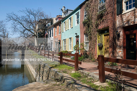 Old houses along the C&O Canal, Georgetown, Washington, D.C., United States of America, North America