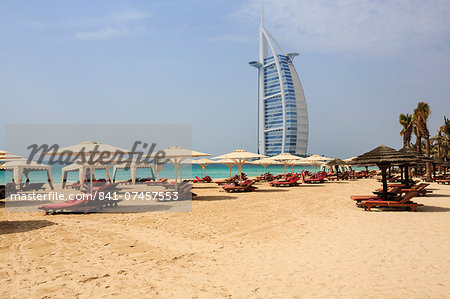 Burj Al Arab and Jumeirah beach, Dubai, United Arab Emirates, Middle East