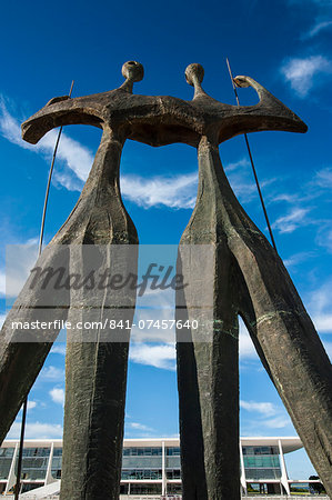 Dois Candangos (The Warriors), monument of builders of Brasilia, Brazil, South America
