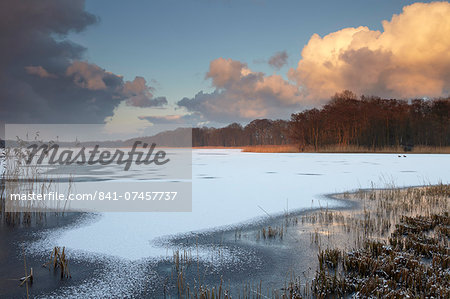 Freezing wintry conditions in the Norfolk Broads at Ormesby Little Broad, Filby, Norfolk, England, United Kingdom, Europe