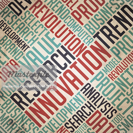 Research Innovation. Vintage Wordcloud.