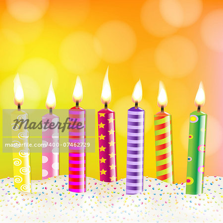 Candles With Bokeh, With Gradient Mesh, Vector Illustration