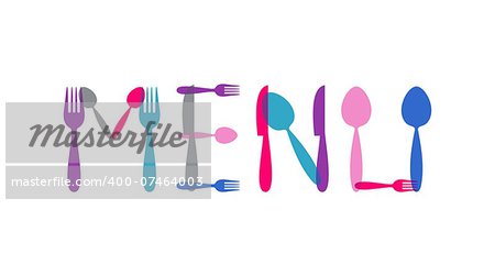 Colorful restaurant menu icon made of cutlery icons