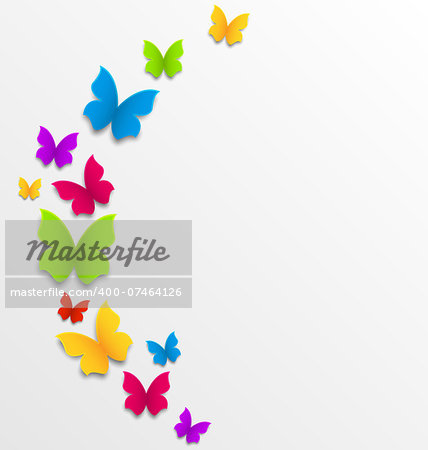 Illustration abstract spring background with rainbow butterflies - vector