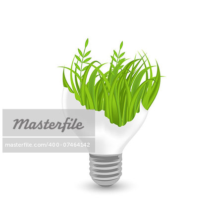 Illustration lamp with grass inside isolated on white background - vector