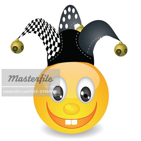 colorful illustration with smile in a jester hat for your design