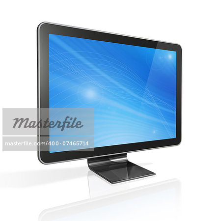 3D TV - Computer isolated on white with clipping path