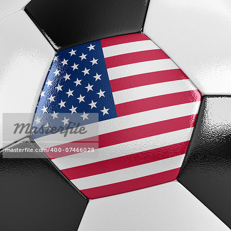 Close up view of a soccer ball with the American flag on it