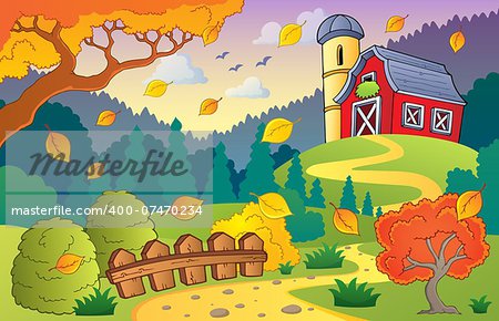 Autumn farm landscape 1 - eps10 vector illustration.
