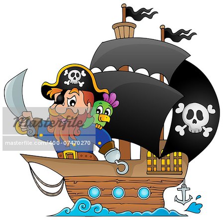 Ship with pirate 1 - eps10 vector illustration.