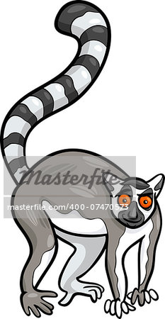 Cartoon Illustration of Funny Lemur Animal